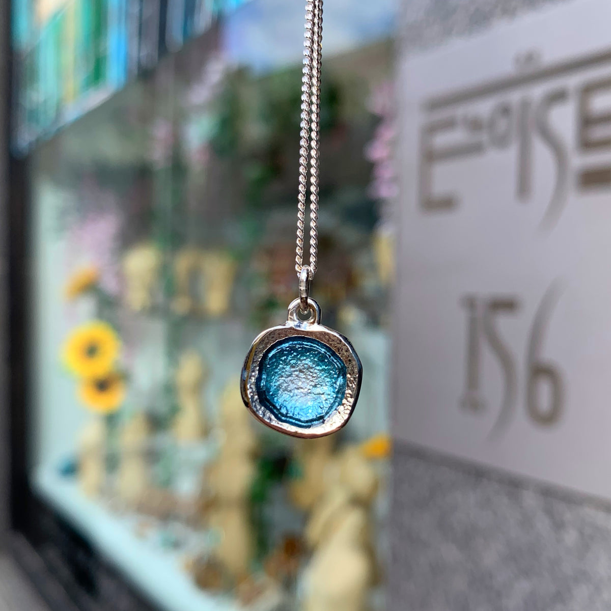 Pre-Order | Sheila Fleet Sterling Silver Small Lunar Pendant Necklace in Lichen Enamel