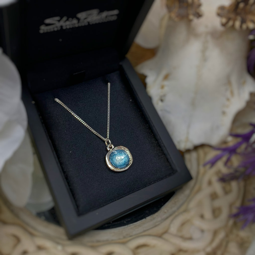 Pre-Order | Sheila Fleet Sterling Silver Small Lunar Pendant Necklace in Lichen Enamel