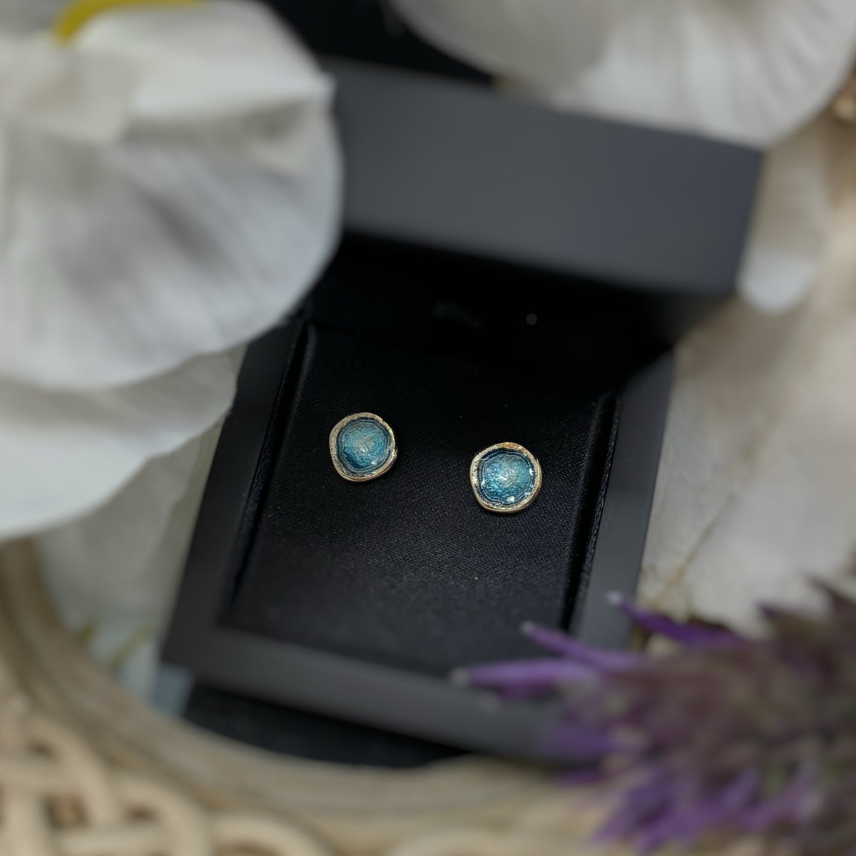 Pre-Order | Sterling Silver Petite Lunar Stud Earrings in Lichen Enamel | Sheila Fleet