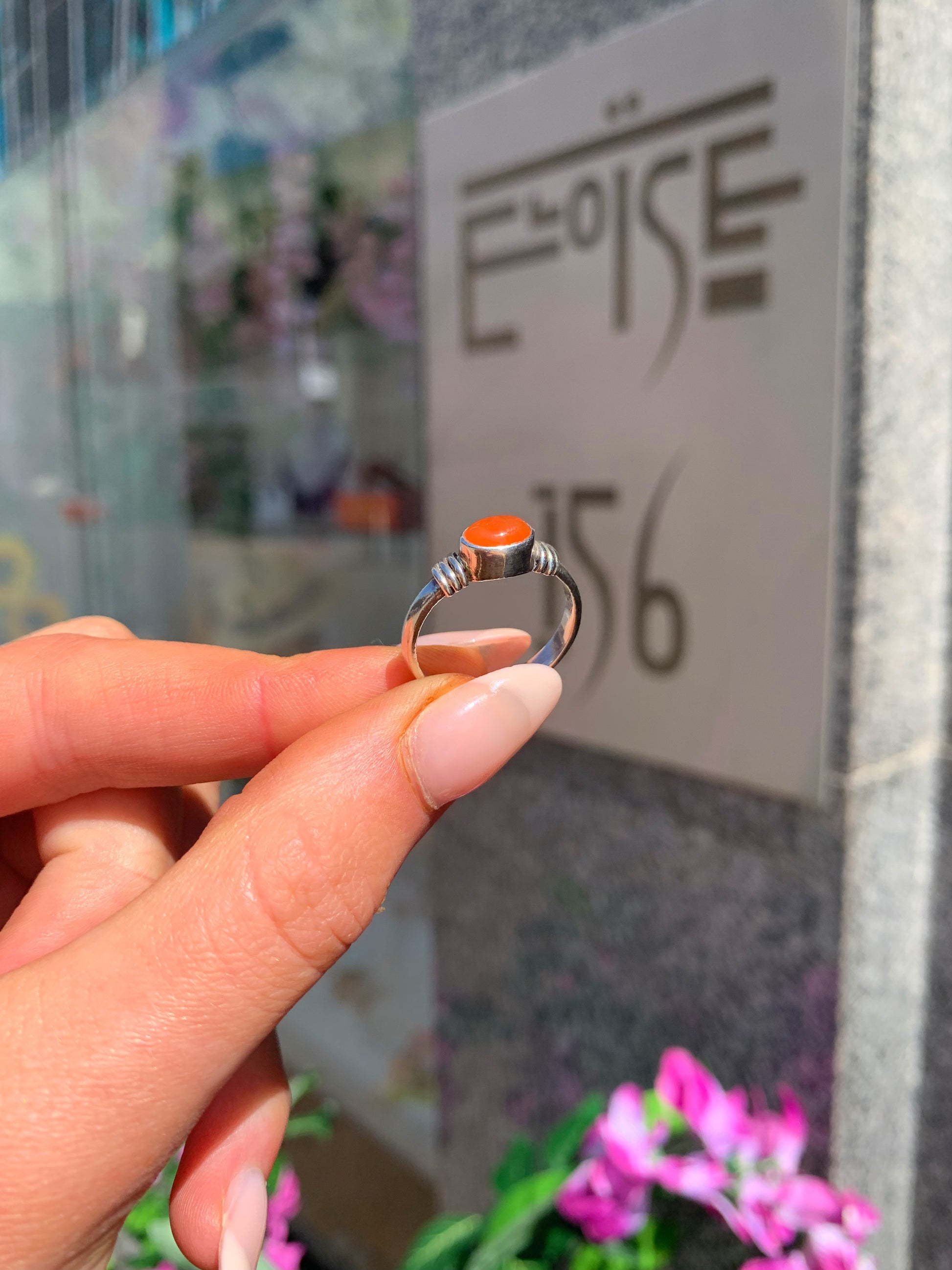 Dainty Sterling Silver Carnelian Ring SIZE N Eloise Jewellery
