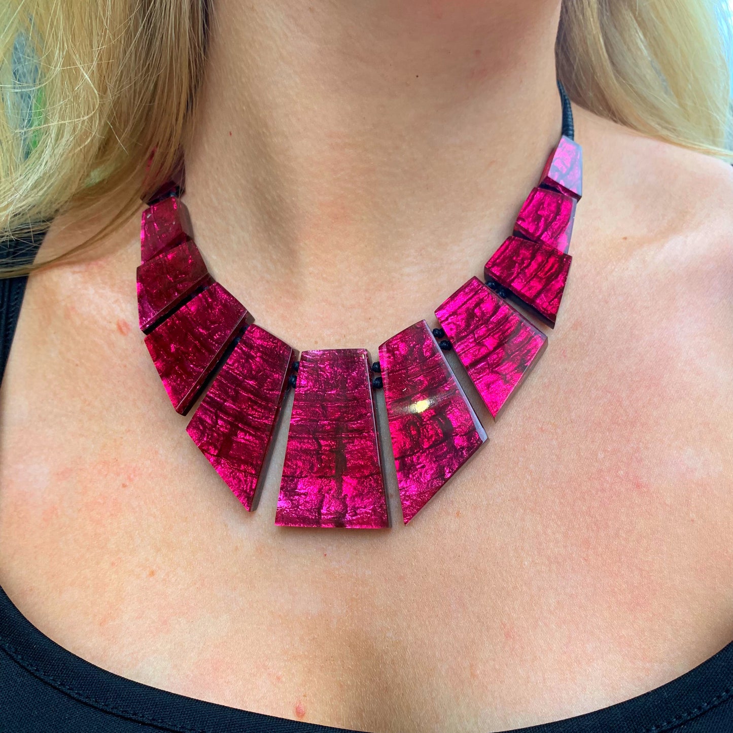 Watch This Space Chunky Pink Statement Necklace