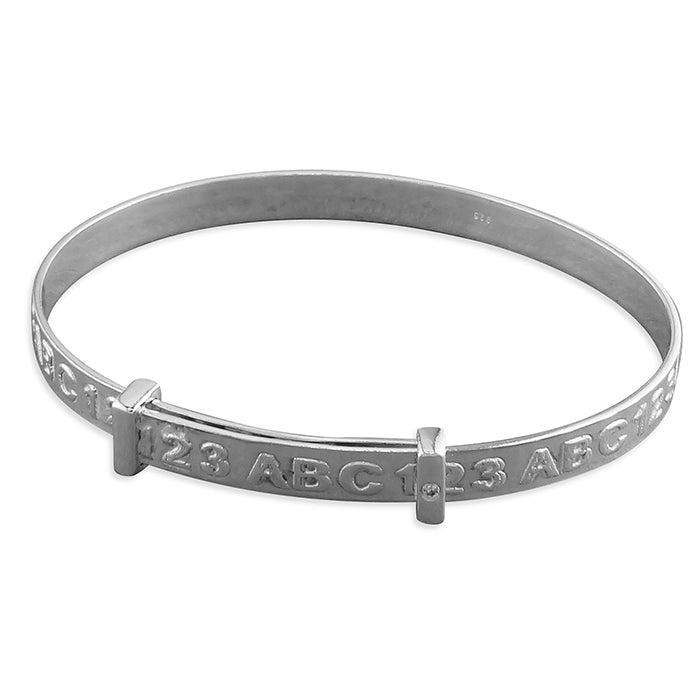 Sterling Silver ABC Childrens Bangle (age 6-10 years)