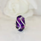 Chunky Amethyst and Diamond 18ct White Gold Cocktail Ring | Size M