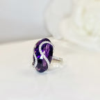 Chunky Amethyst and Diamond 18ct White Gold Cocktail Ring | Size M