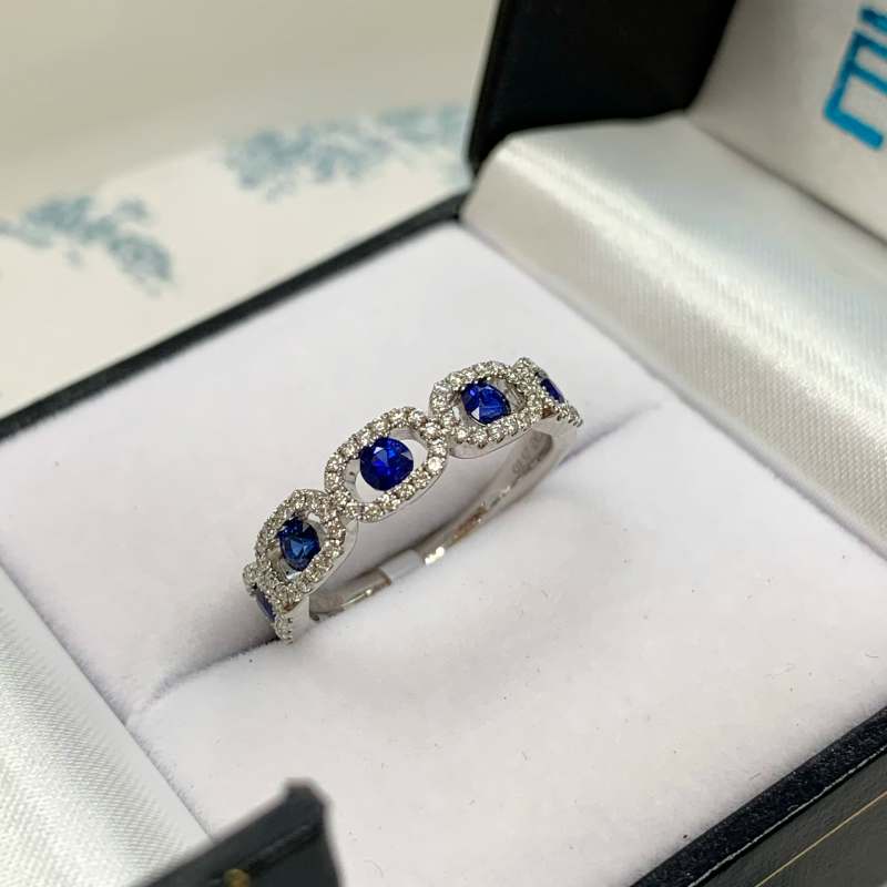PRE-ORDER 18ct White Gold Sapphire and Diamond Eternity Ring