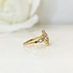 Peridot, Pink Tourmaline and Diamond 9ct Yellow Gold Victorian Reproduction Ring | Size N ½