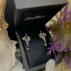 Pre-Order | Sheila Fleet Sterling Silver Arctic Stream Cubic Zirconia Droplet Earrings in Arctic Blue Enamel