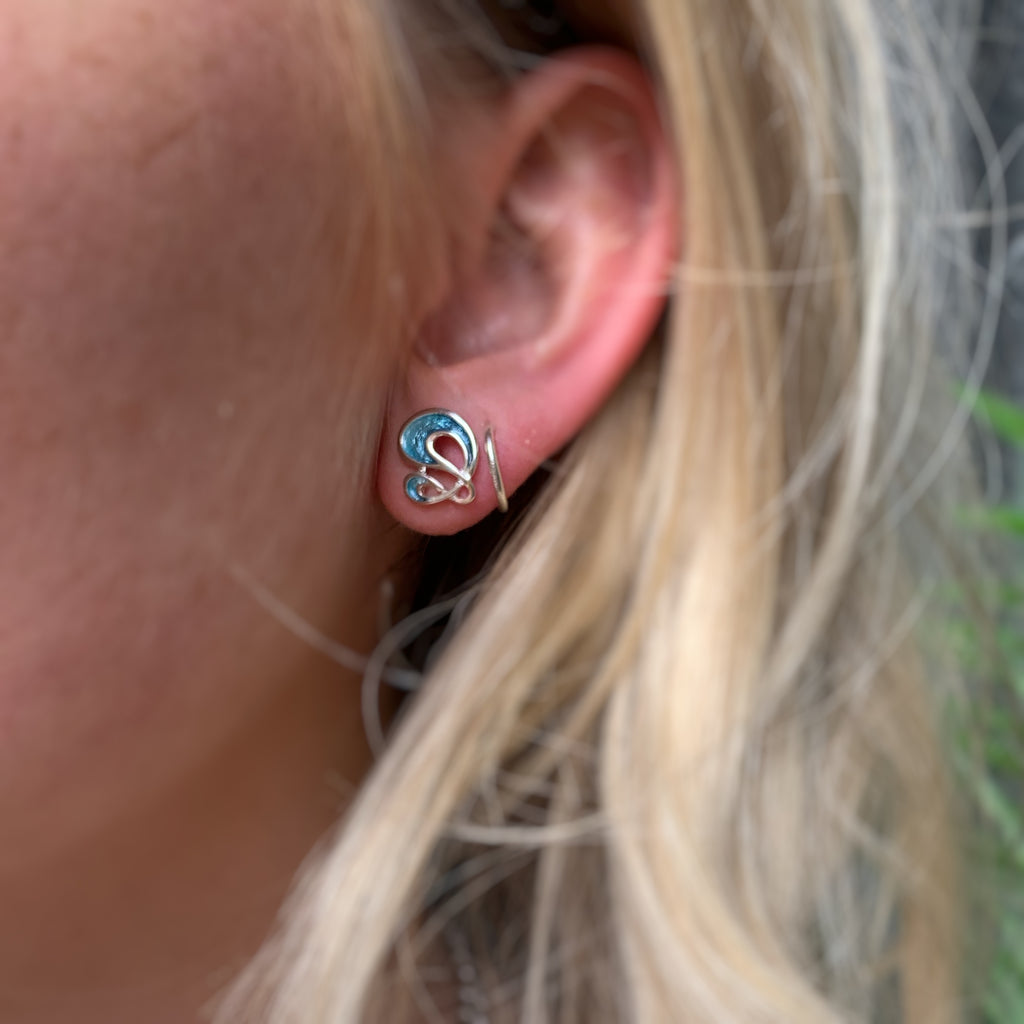 Pre-Order | Sheila Fleet Sterling Silver Storm Small Enamel Stud Earrings