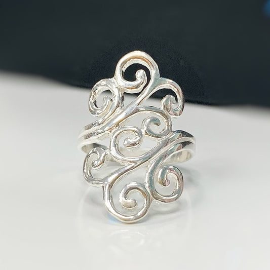 Sterling Silver Swirl Ring - Size J