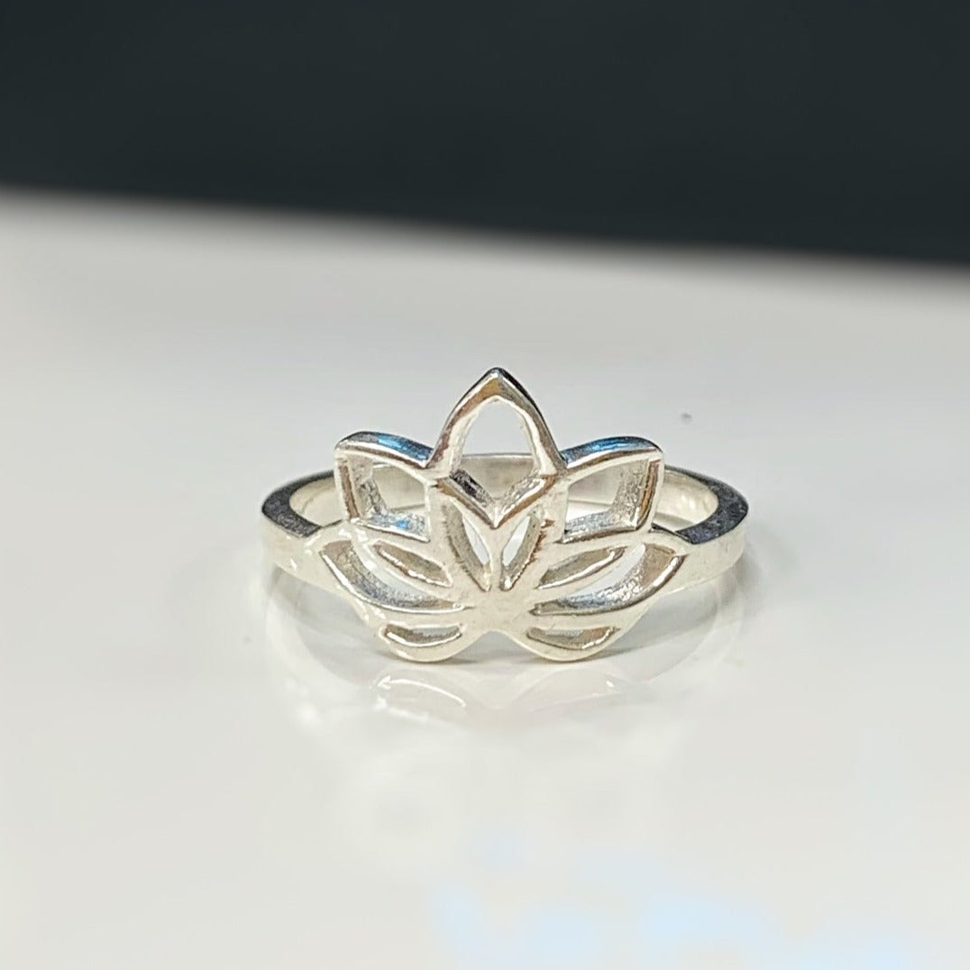 Dainty Sterling Silver Lotus Flower Ring