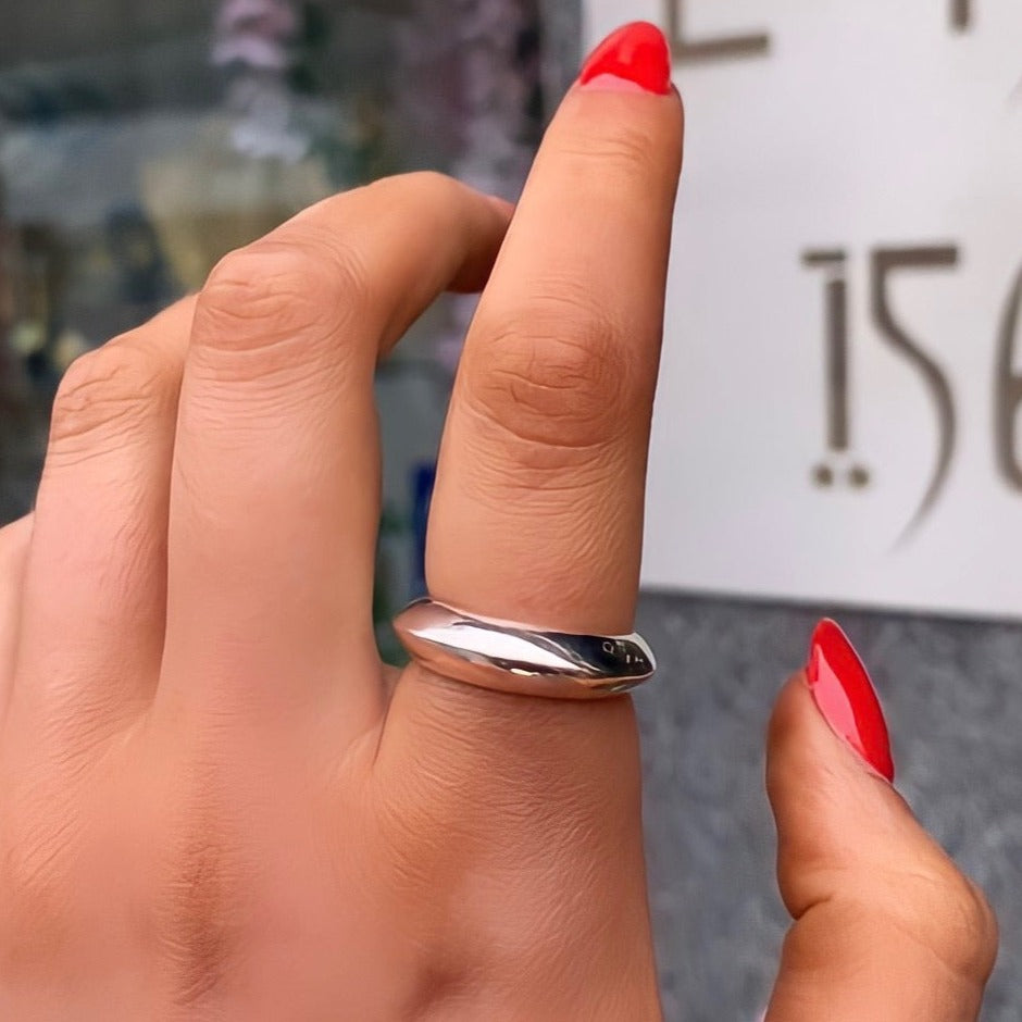 Sterling Silver Domed Band Chunky Ring | Size M ½