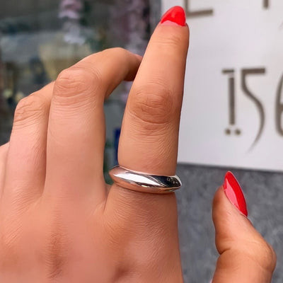 Sterling Silver Domed Band Chunky Ring | Size M ½