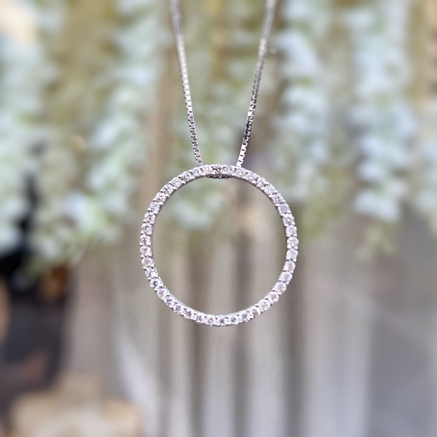 18ct White Gold Diamond Hoop Necklace