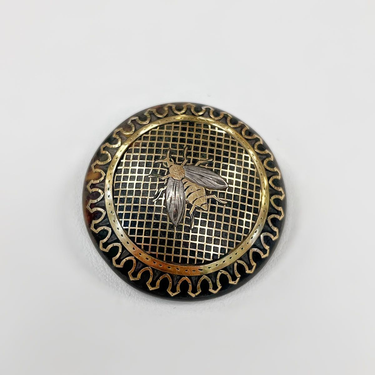 Antique Early Victorian Pique Tortoise Shell Brooch