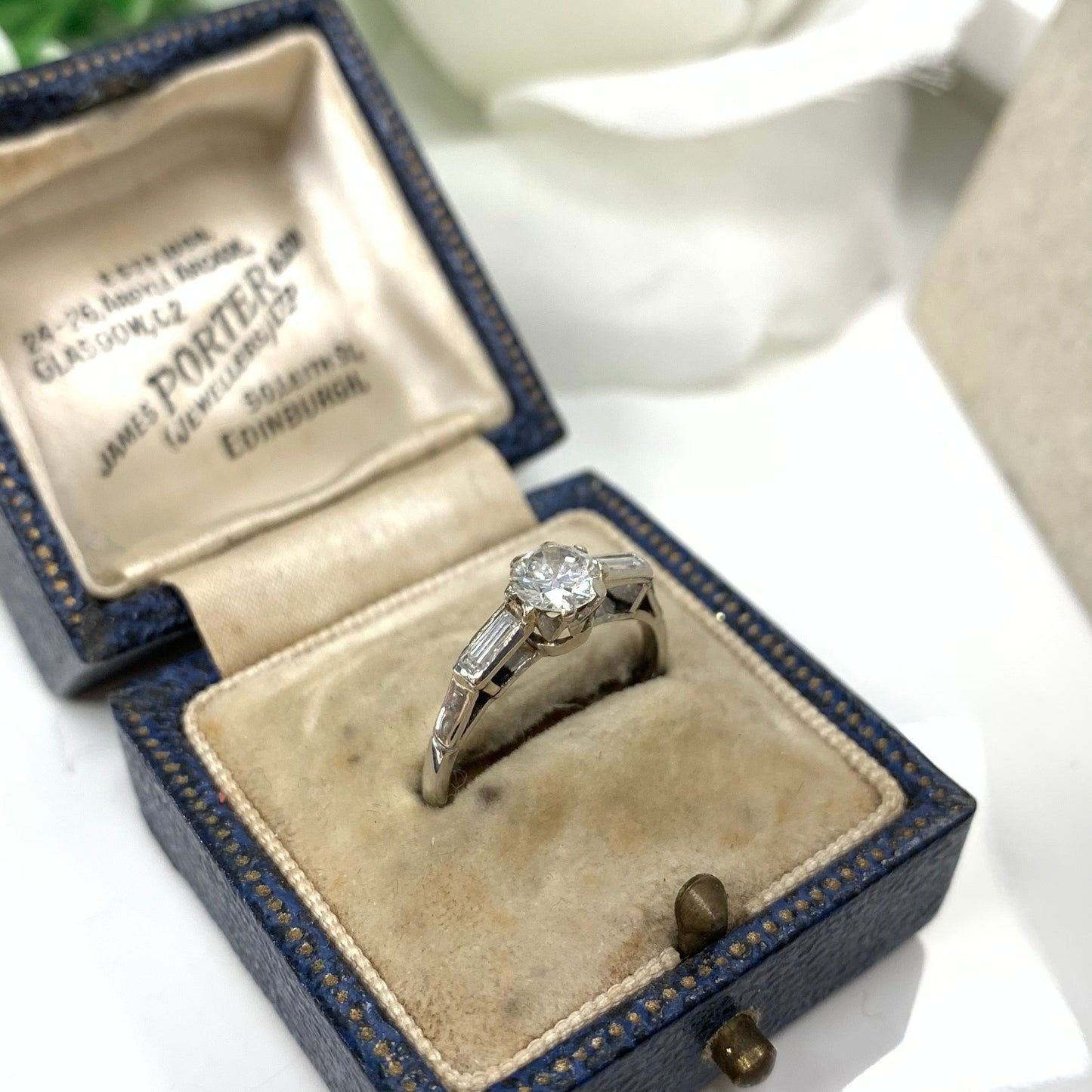 1920s Art Deco Platinum and Diamond Three Stone Ring - Size K