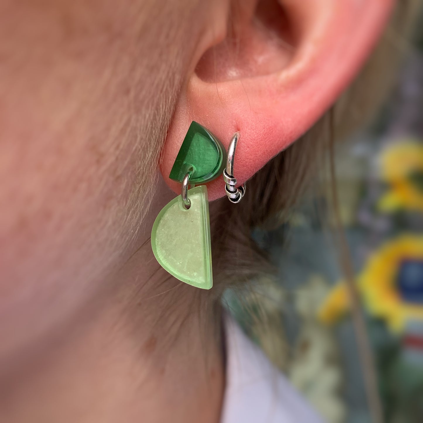 Watch This Space Green Semi-Circle Earrings