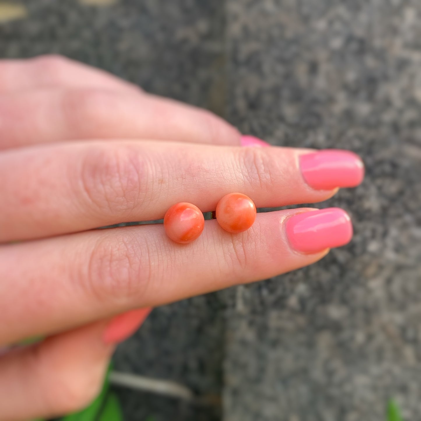 Antique 9ct Rose Gold Coral Bead Earrings