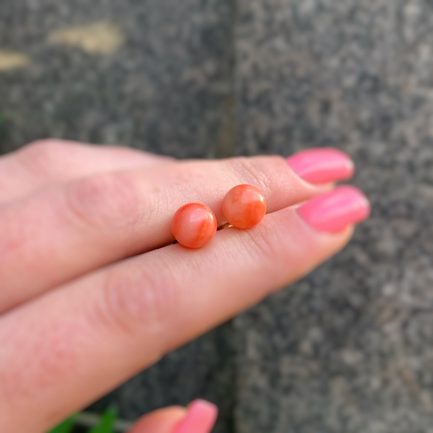 Antique 9ct Rose Gold Coral Bead Earrings