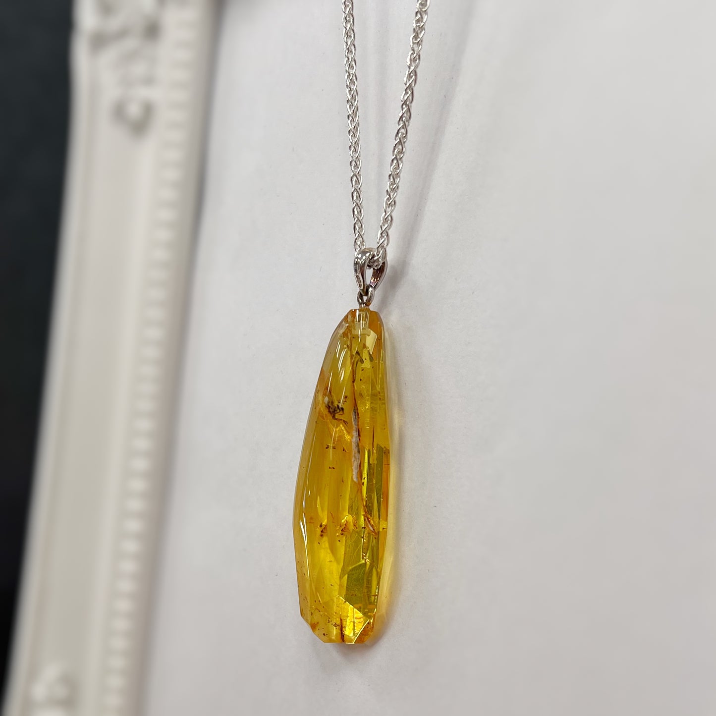 Sterling Silver "Ghost Fly" Amber Pendant