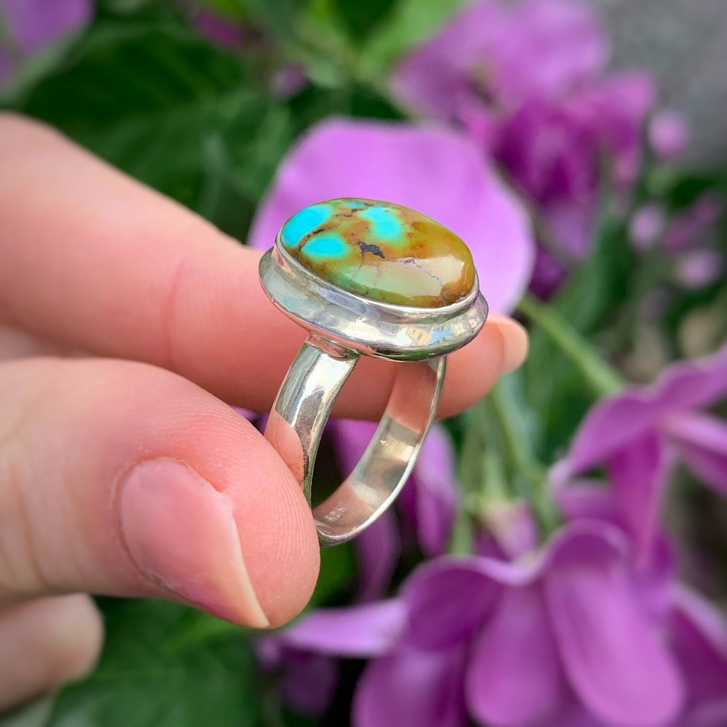 Sterling Silver Turquoise Ring - SIZE M