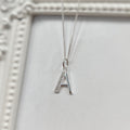 Cubic Zirconia Sterling Silver Initial Pendant (A-Z Available)