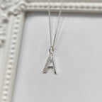 Cubic Zirconia Sterling Silver Initial Pendant (A-Z Available)