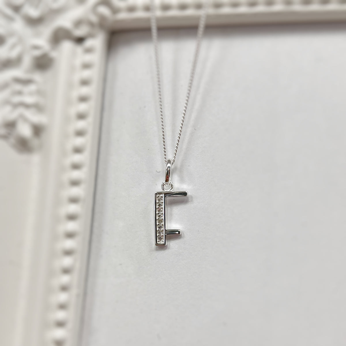 Cubic Zirconia Sterling Silver Initial Pendant (A-Z Available)