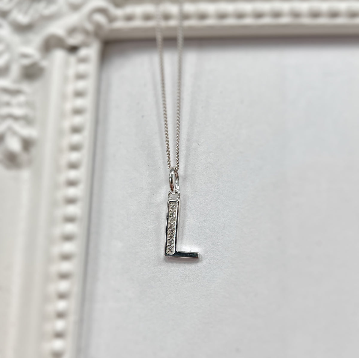 Cubic Zirconia Sterling Silver Initial Pendant (A-Z Available)