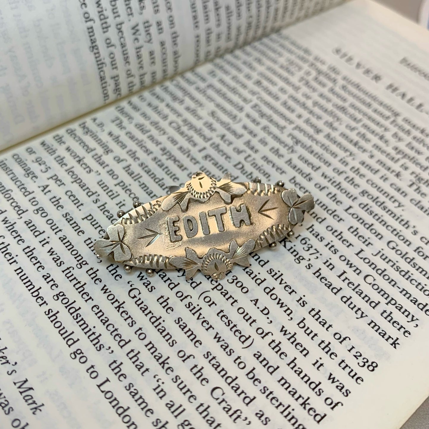 Victorian Sterling Silver Namesake "EDITH' Brooch