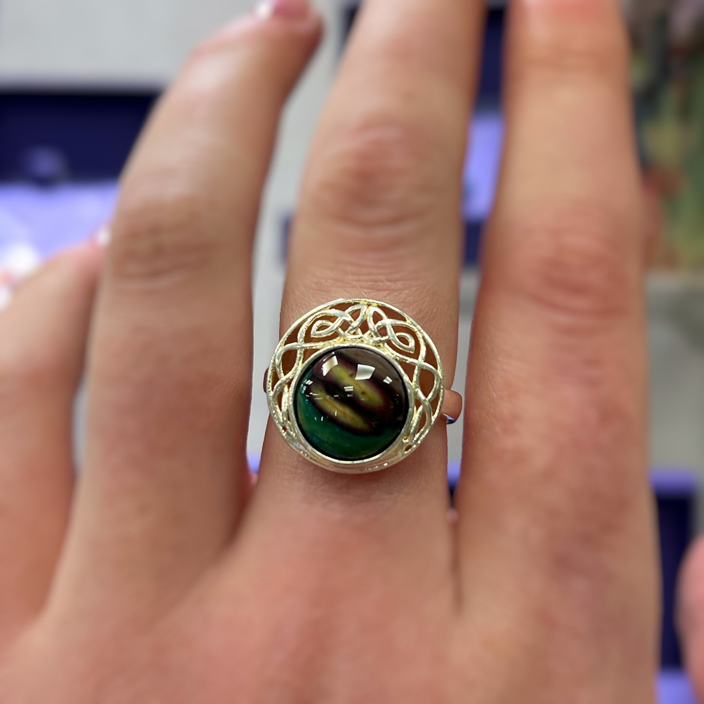HEATHERGEMS Silver Plated Celtic Adjustable Ring