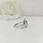 Art Deco Reproduction Sapphire and Diamond 18ct White Gold Ring | Size O
