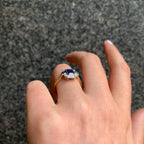 Art Deco Reproduction 18ct Yellow Gold Sapphire and Diamond Ring
