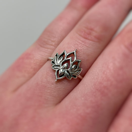Plain Sterling Silver Lotus Flower Ring Success