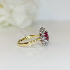 18ct Yellow Gold Ruby And Diamond Halo Ring