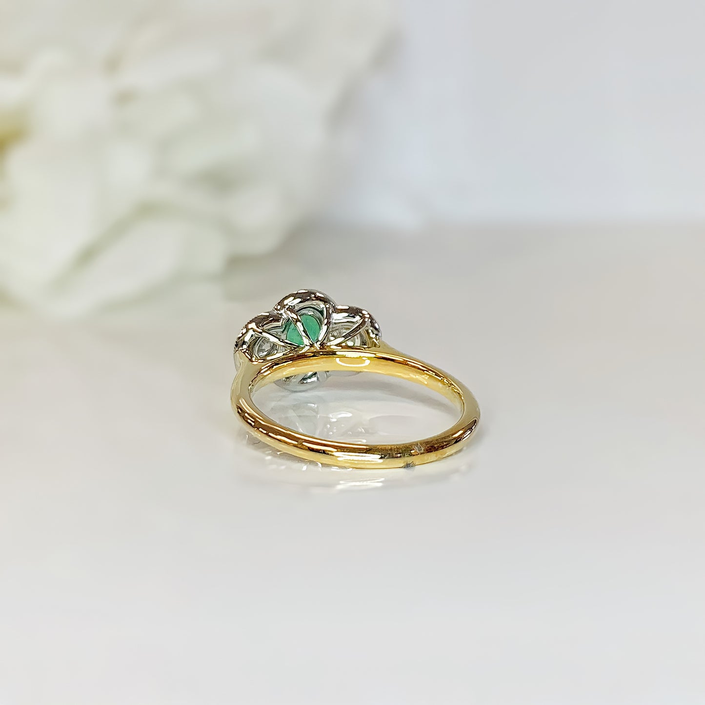 18ct Yellow Gold Art Deco Inspired Emerald And Diamond Ring - SIZE N