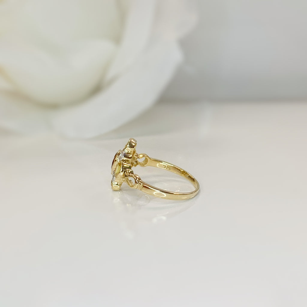 Victorian Reproduction 9ct Yellow Gold Citrine, Yellow Sapphire and Diamond Ring