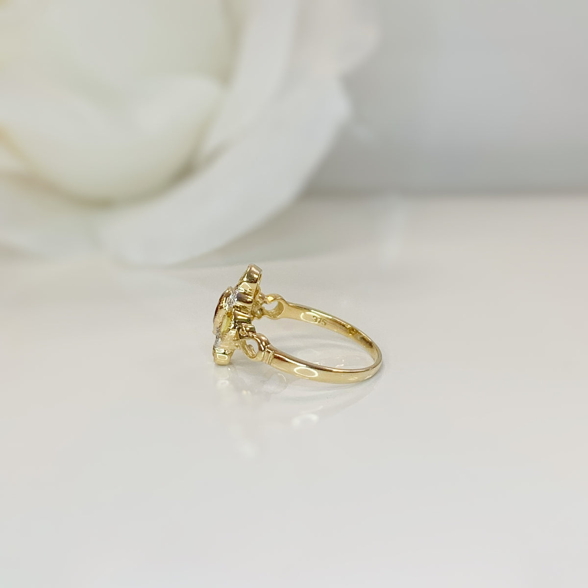 Victorian Reproduction 9ct Yellow Gold Citrine, Yellow Sapphire and Diamond Ring