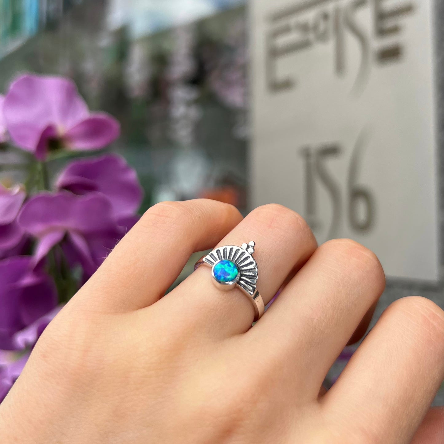 Sterling Silver Opal Ring  - Size I