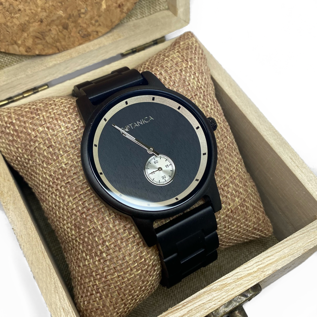 Men’s Botanica vegan watch in black with dual dial