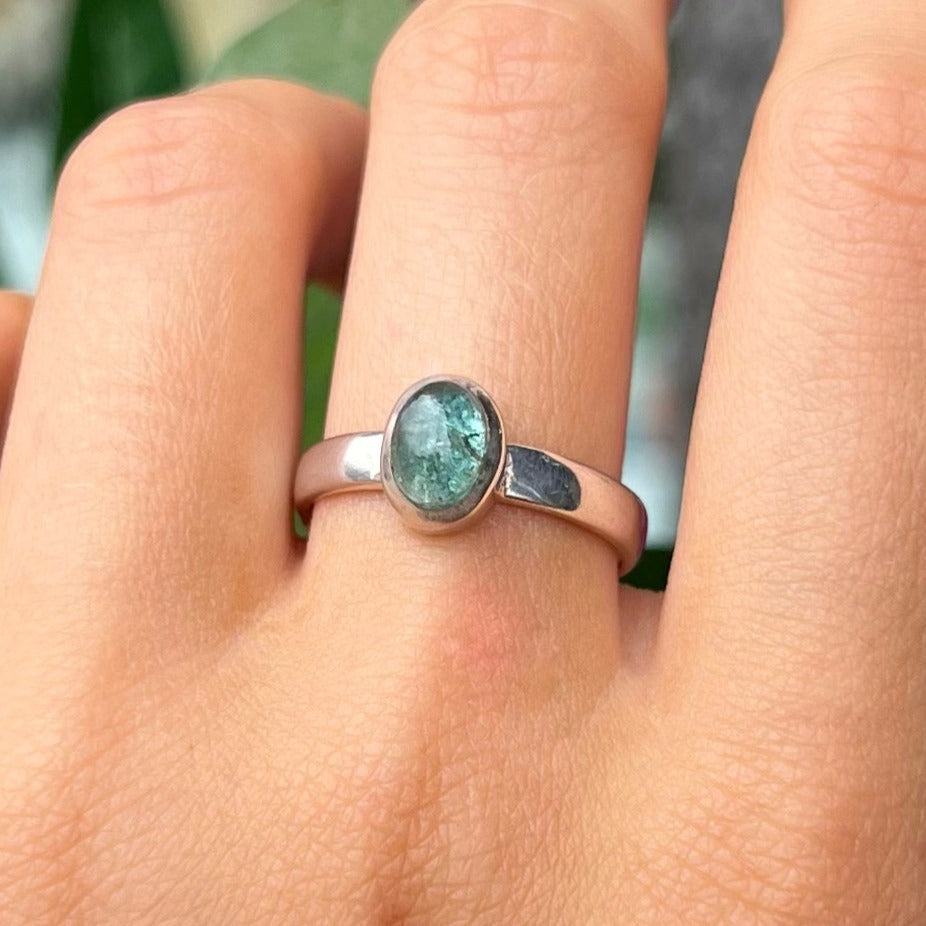 Simple Sterling Silver Blue Tourmaline Ring