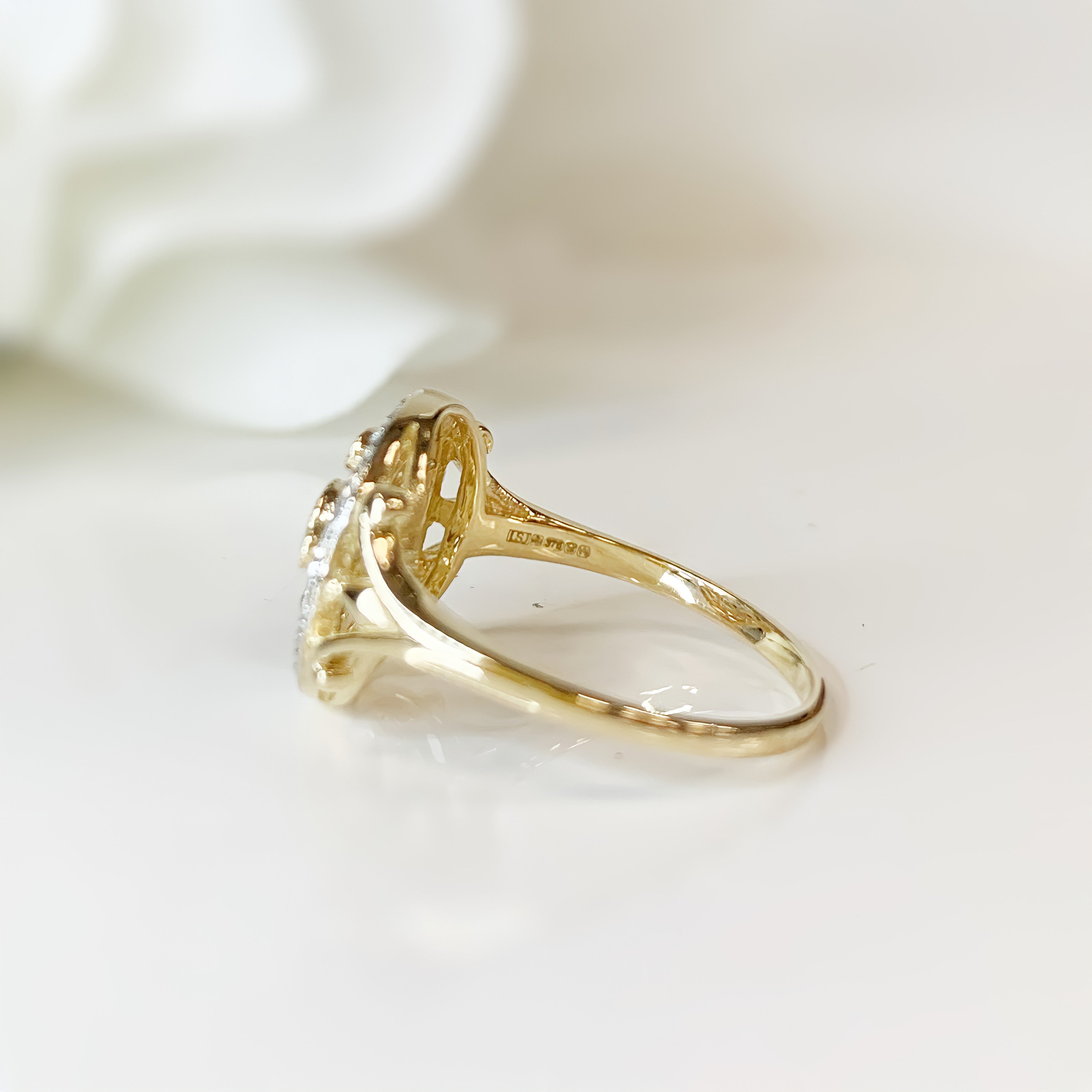 Victorian Inspired Sapphire and Diamond 9ct Yellow Gold Ring | Size L ½