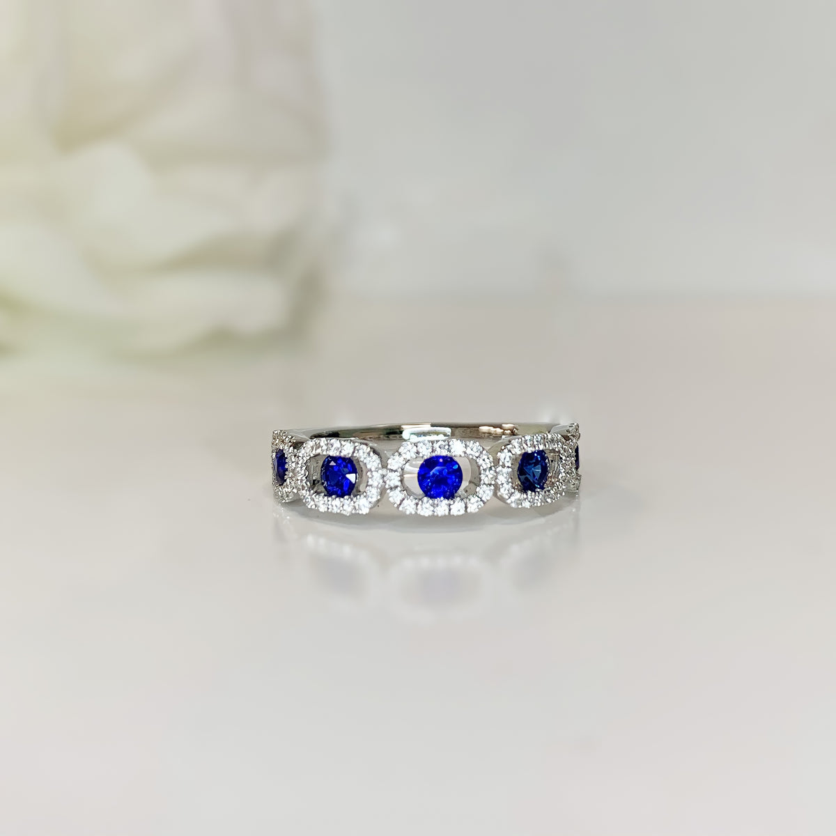 18ct White Gold Sapphire and Diamond Eternity Ring