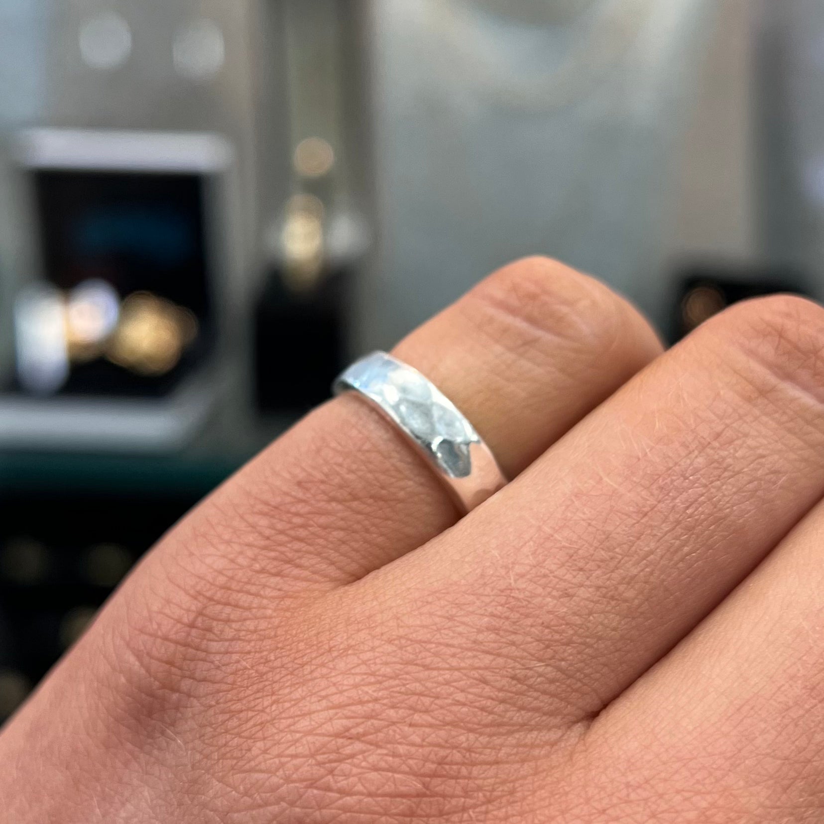 Sterling Silver Hammered Textured Band | Size H