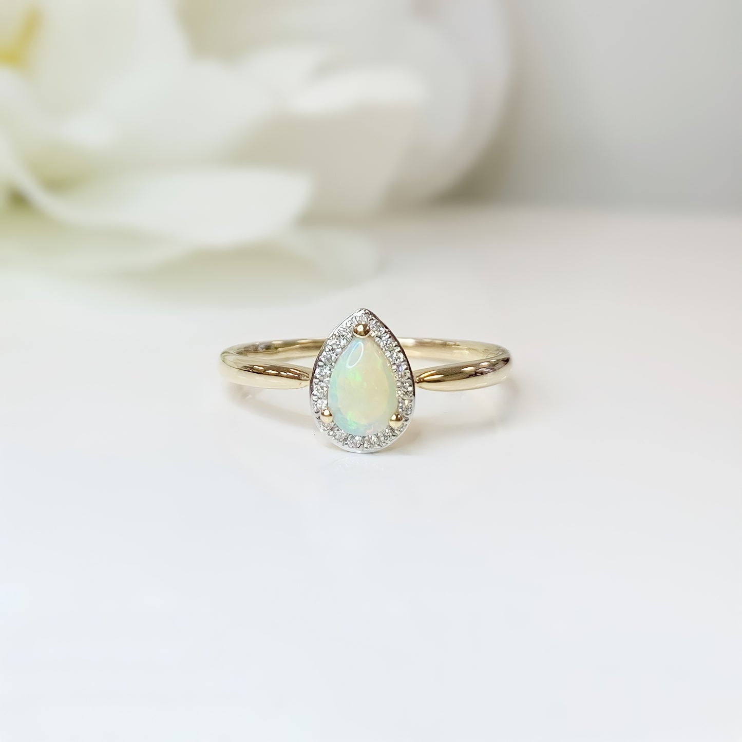 PRE-ORDER Sweet 9ct Yellow Gold Opal and Diamond Ring - SIZE O