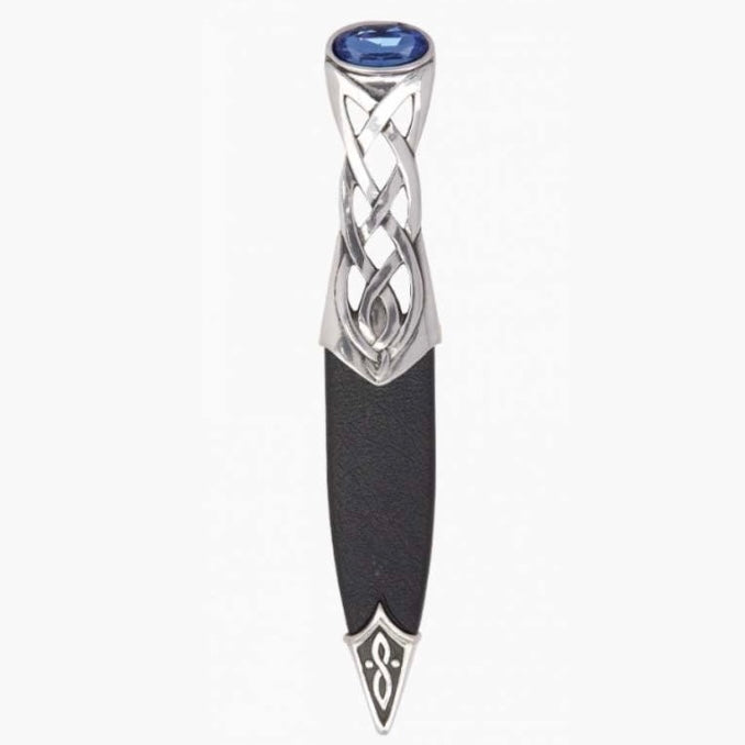 Islay Polished Pewter Sgian Dubh With Coloured Stone Top