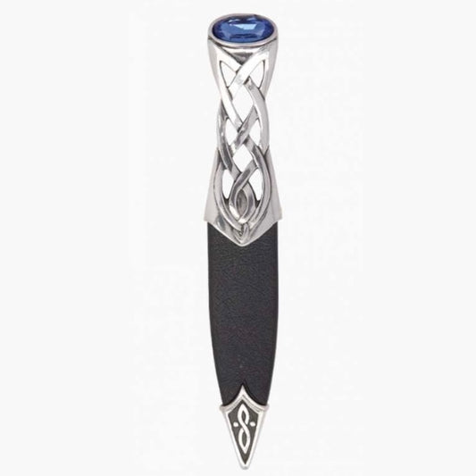 Islay Polished Pewter Sgian Dubh With Coloured Stone Top