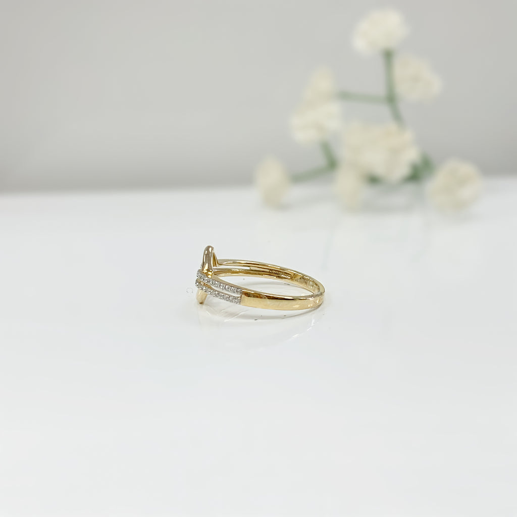 Diamond 9ct Yellow Gold Open Link Ring | Size N ½