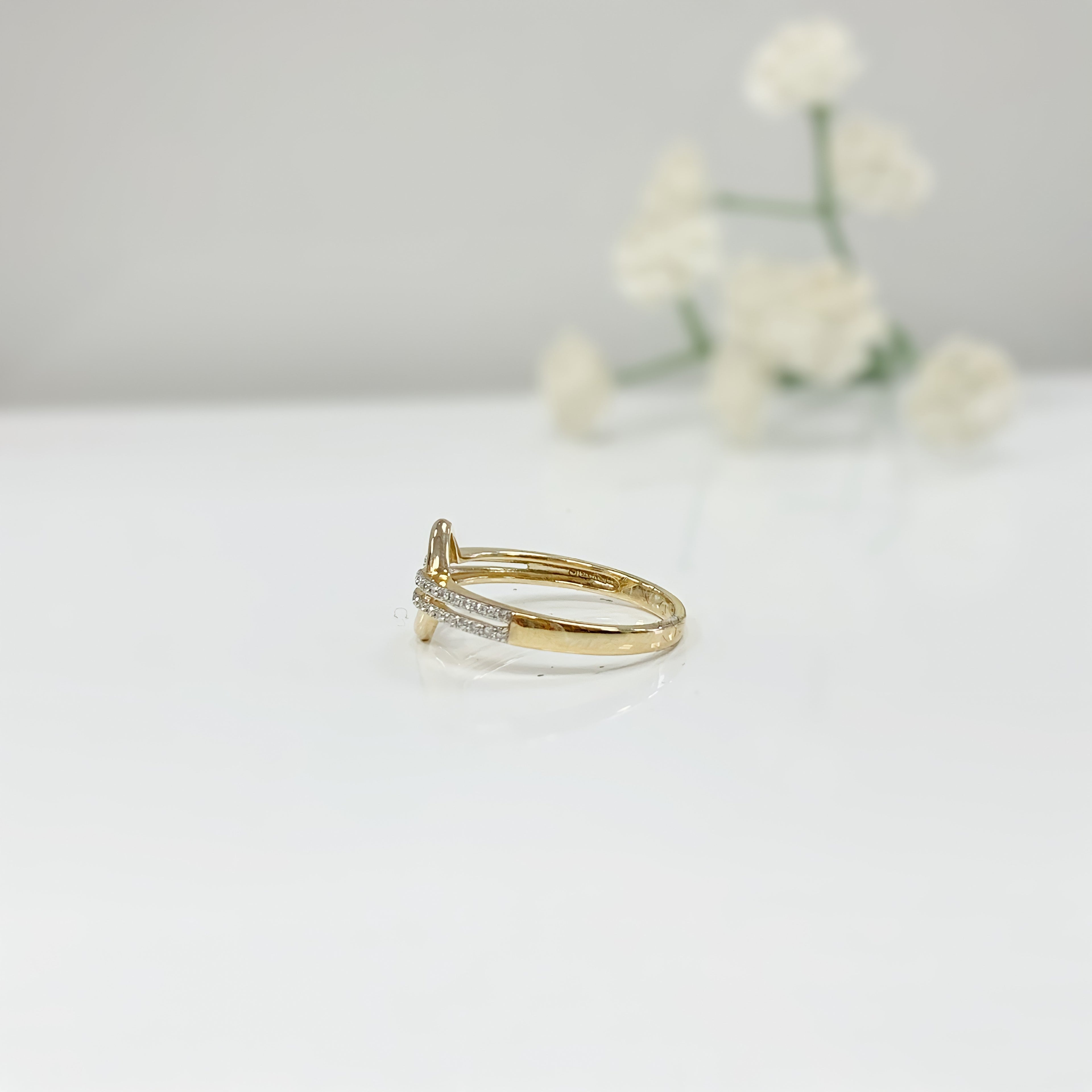 Diamond 9ct Yellow Gold Open Link Ring | Size N ½