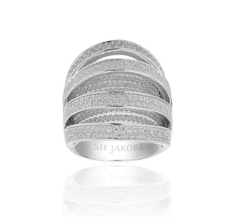 Sif Jakobs Foggio Grande Ring - Sterling Silver with White Zirconia