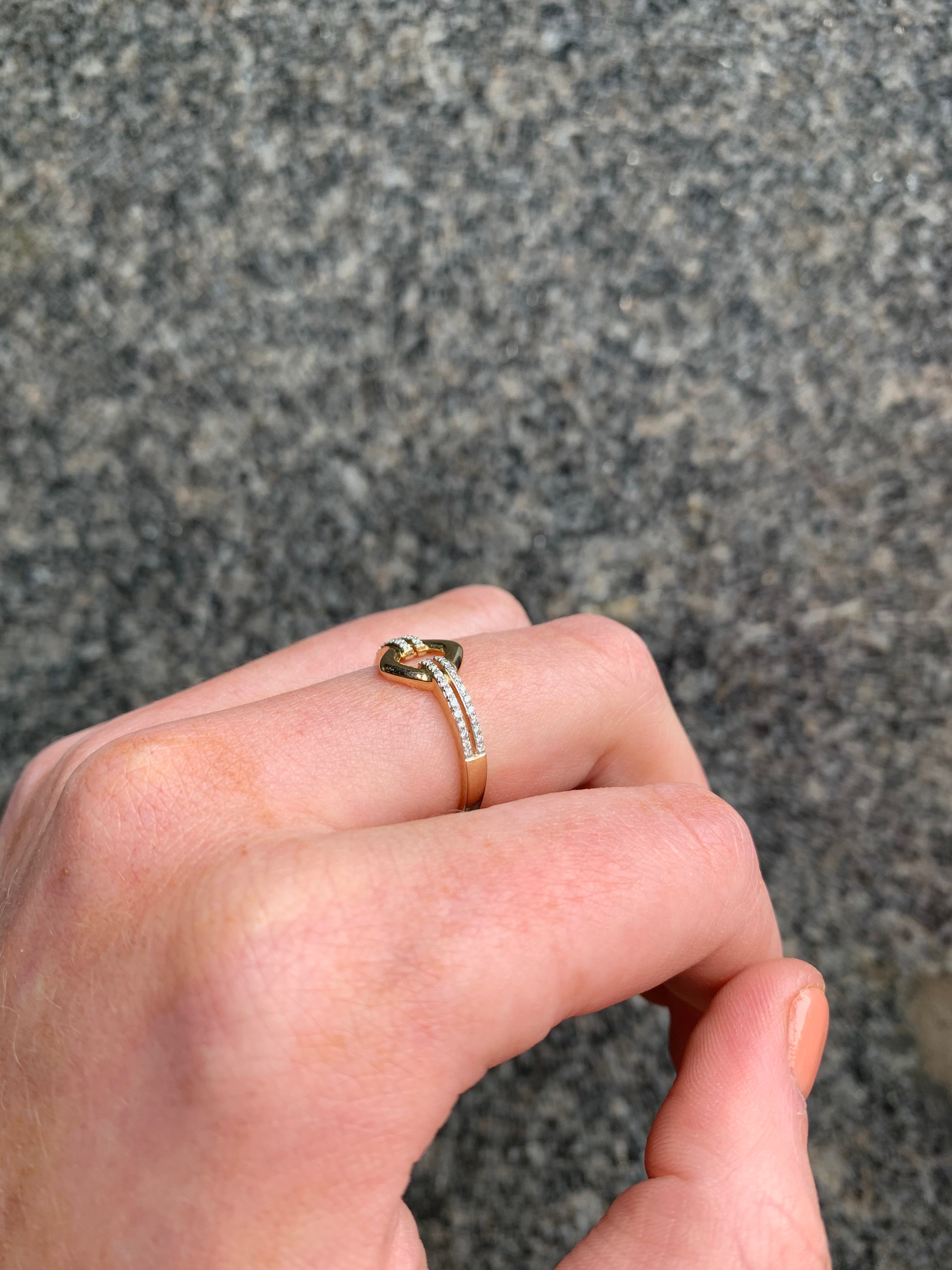 Diamond 9ct Yellow Gold Open Link Ring | Size N ½